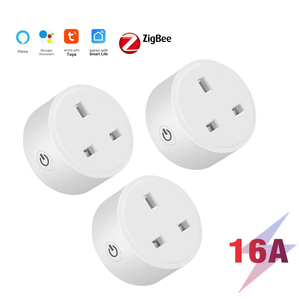 Tuya Zigbee Smart Socket wifi UK Plug realizes Whole-house intelligence by Zigbee Hub gateway control supports Google Home Alexa