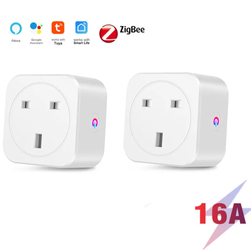 Tuya Zigbee Smart Socket wifi UK Plug realizes Whole-house intelligence by Zigbee Hub gateway control supports Google Home Alexa