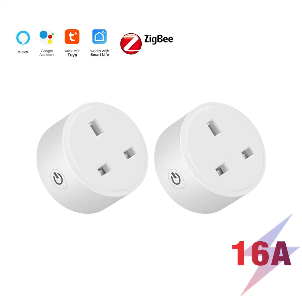 Tuya Zigbee Smart Socket wifi UK Plug realizes Whole-house intelligence by Zigbee Hub gateway control supports Google Home Alexa