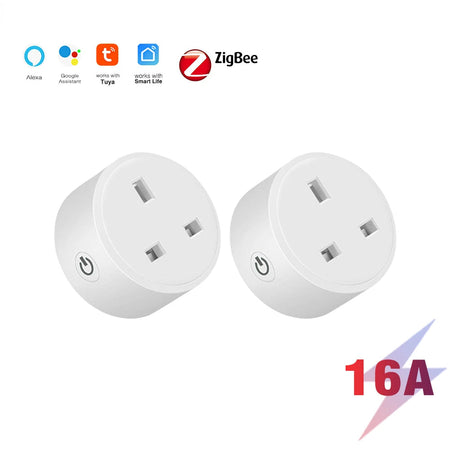 Tuya Zigbee Smart Socket wifi UK Plug realizes Whole-house intelligence by Zigbee Hub gateway control supports Google Home Alexa