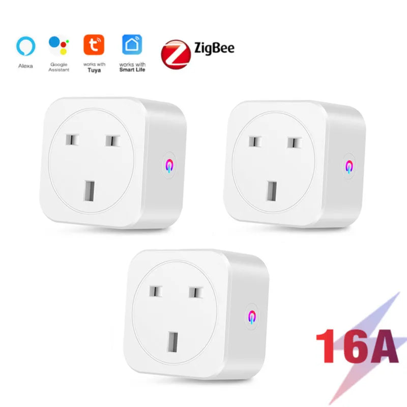 Tuya Zigbee Smart Socket wifi UK Plug realizes Whole-house intelligence by Zigbee Hub gateway control supports Google Home Alexa