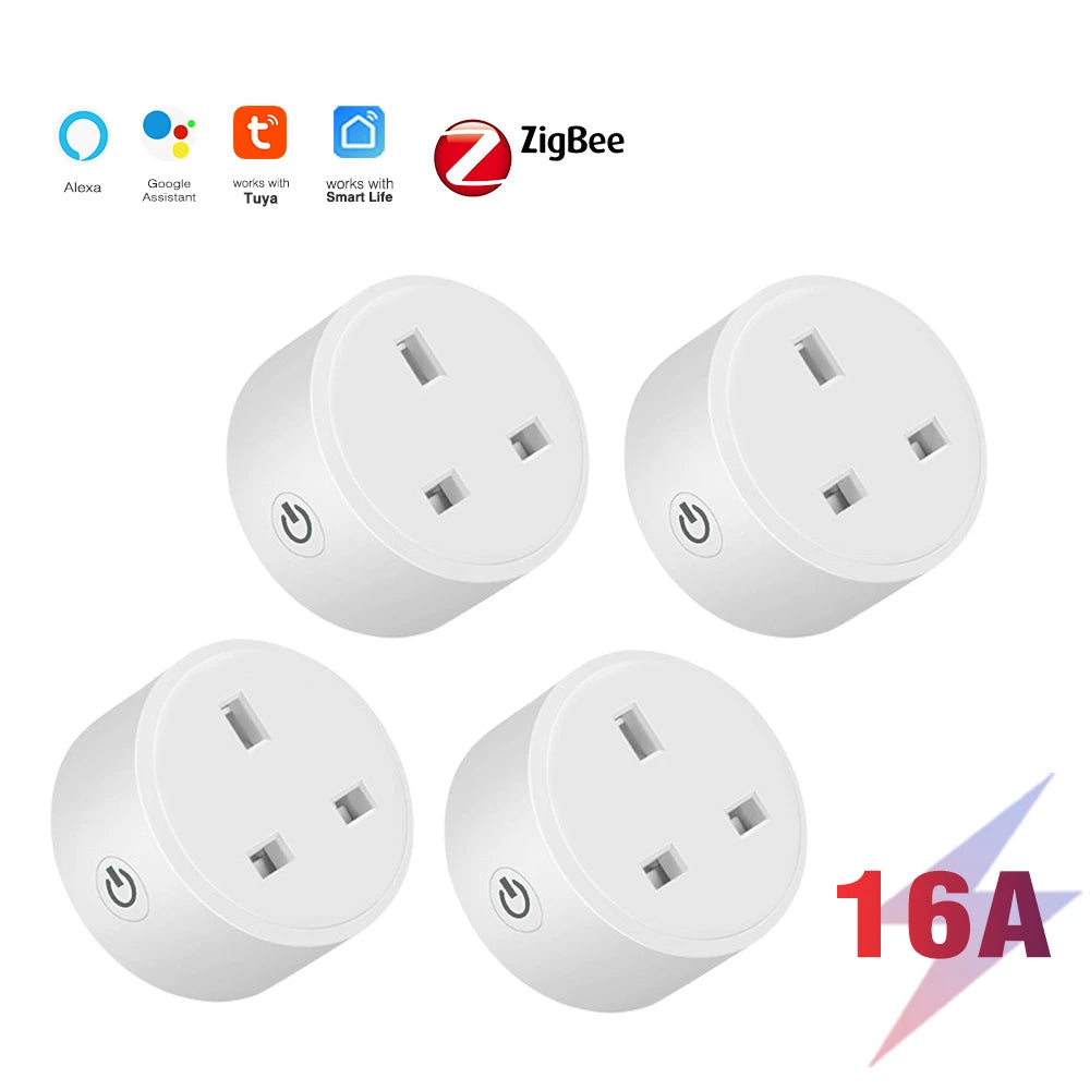 Tuya Zigbee Smart Socket wifi UK Plug realizes Whole-house intelligence by Zigbee Hub gateway control supports Google Home Alexa