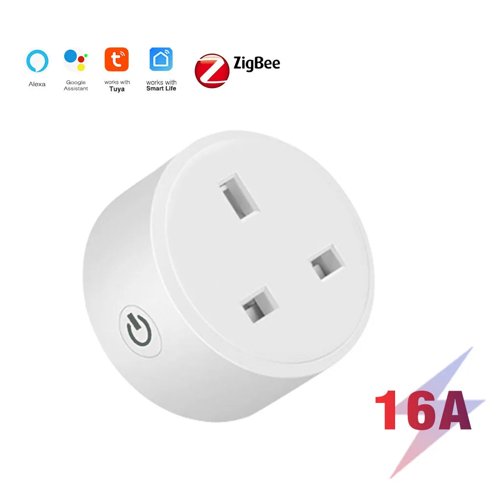 Tuya Zigbee Smart Socket wifi UK Plug realizes Whole-house intelligence by Zigbee Hub gateway control supports Google Home Alexa