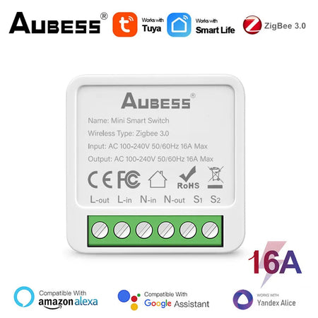 Tuya Zigbee / WiFi Smart Switch 16A 2-way Control Switch Smart Home Breaker Smart Life Control Work with Alexa Google Home Alice