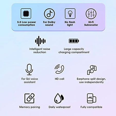 TWS Bluetooth Earphones Wireless Headphones Noise Cancelling with Mic Headsets 9D Stereo In-Ear Earbuds for Sports Music