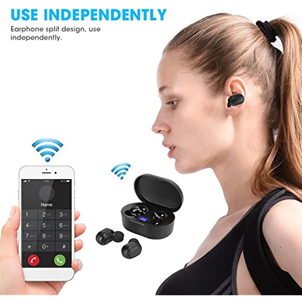 TWS Bluetooth Earphones Wireless Headphones Noise Cancelling with Mic Headsets 9D Stereo In-Ear Earbuds for Sports Music
