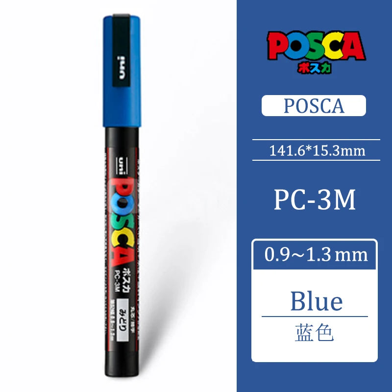 Uni Posca PC-3M 0.9-1.3mm Paint Marker Pen Graffiti Water-based Colored Marker Pens Permanent Paint Markers Office Stationery Blue PC-3M