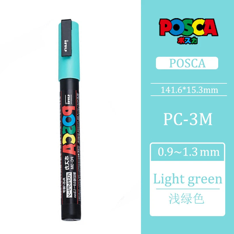Uni Posca PC-3M 0.9-1.3mm Paint Marker Pen Graffiti Water-based Colored Marker Pens Permanent Paint Markers Office Stationery Light Green PC-3M