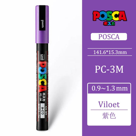 Uni Posca PC-3M 0.9-1.3mm Paint Marker Pen Graffiti Water-based Colored Marker Pens Permanent Paint Markers Office Stationery Purple PC-3M