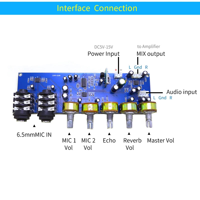 UNISIAN Karaoke Reverb Board with Bluetooth for DIY KTV