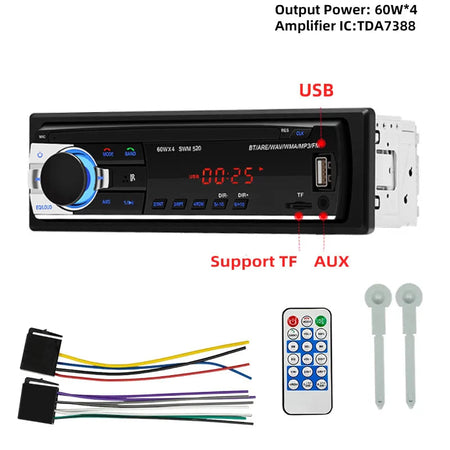 Universal Car Radio One Din 12V Bluetooth Autoradio Stereo MP3 Audio Player in Dash AUX/FM/USB/BT Support Voice Assistant
