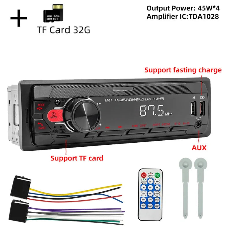 Autoradio Bluetooth,1 DIN Stéréo Vidéo FM Radio 4x60W Poste, USB-SD - Foto 7