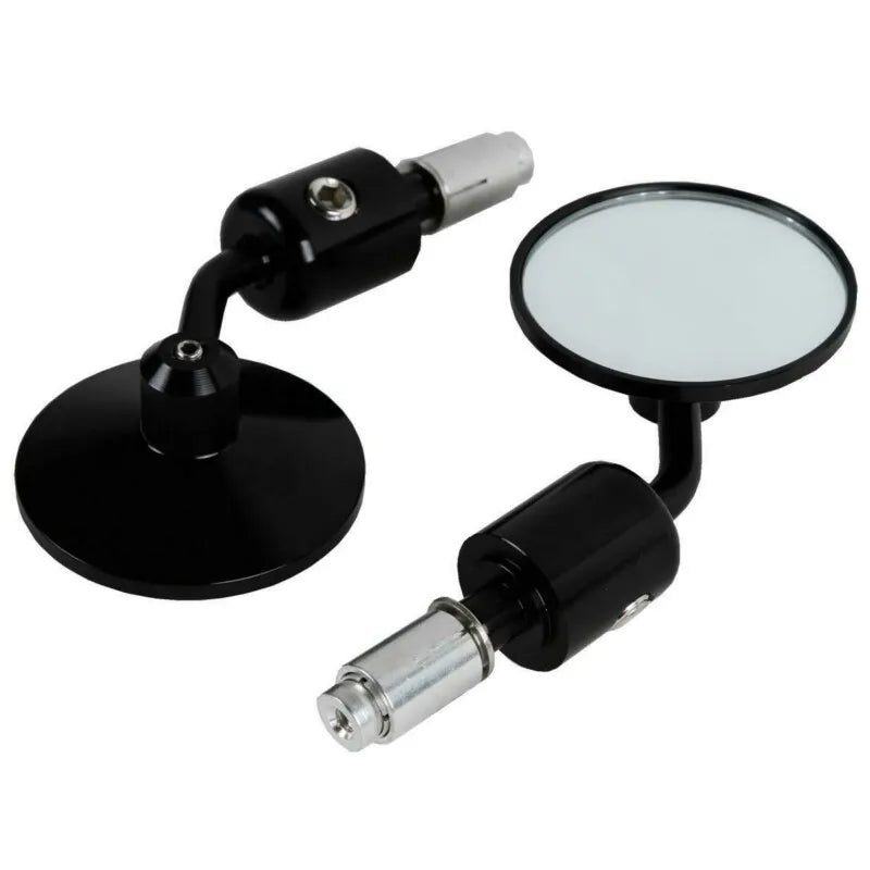 Universal CNC Aluminum Motorcycle Bar End Mirrors Black