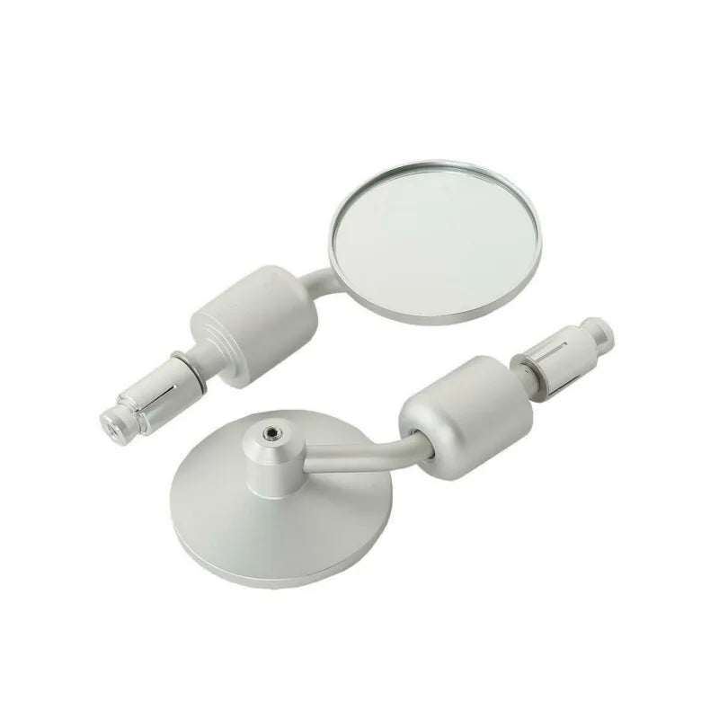 Universal CNC Aluminum Motorcycle Bar End Mirrors Matte silver
