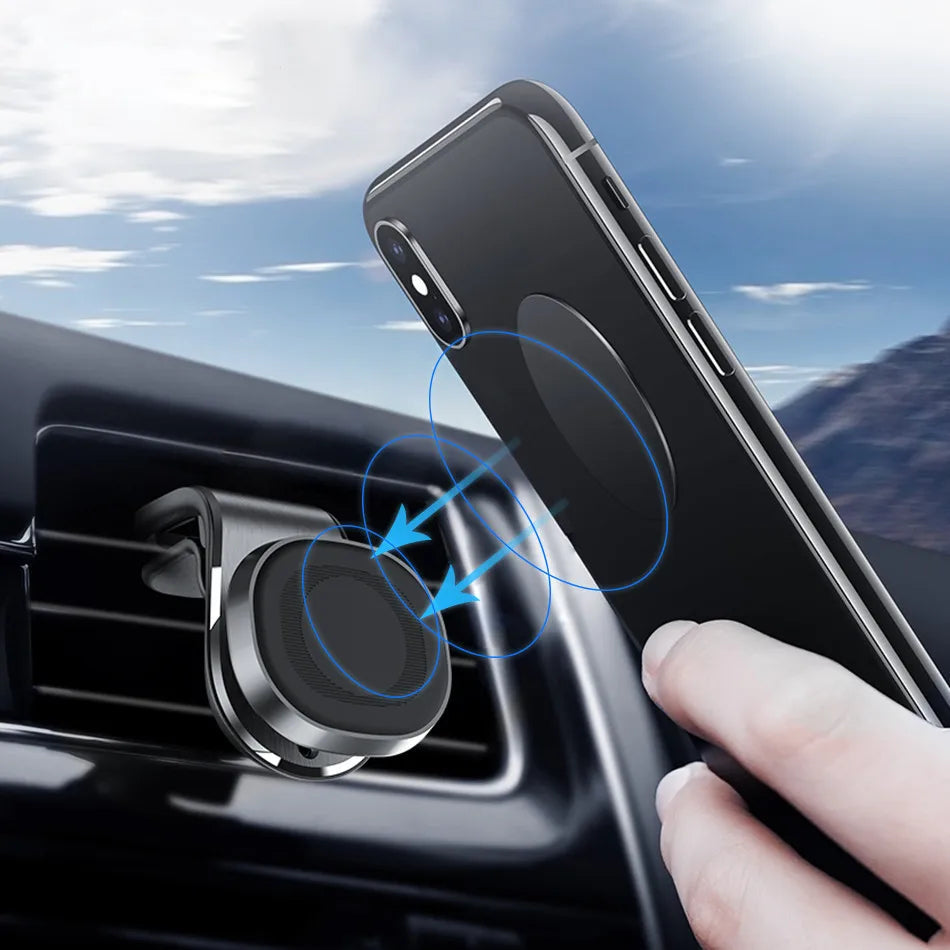 Universal Magnetic Car Phone Holder with 360&amp;deg; Rotation Support for iPhone 14 Samsung Xiaomi - Easy Installation &amp;amp; Secure Hold