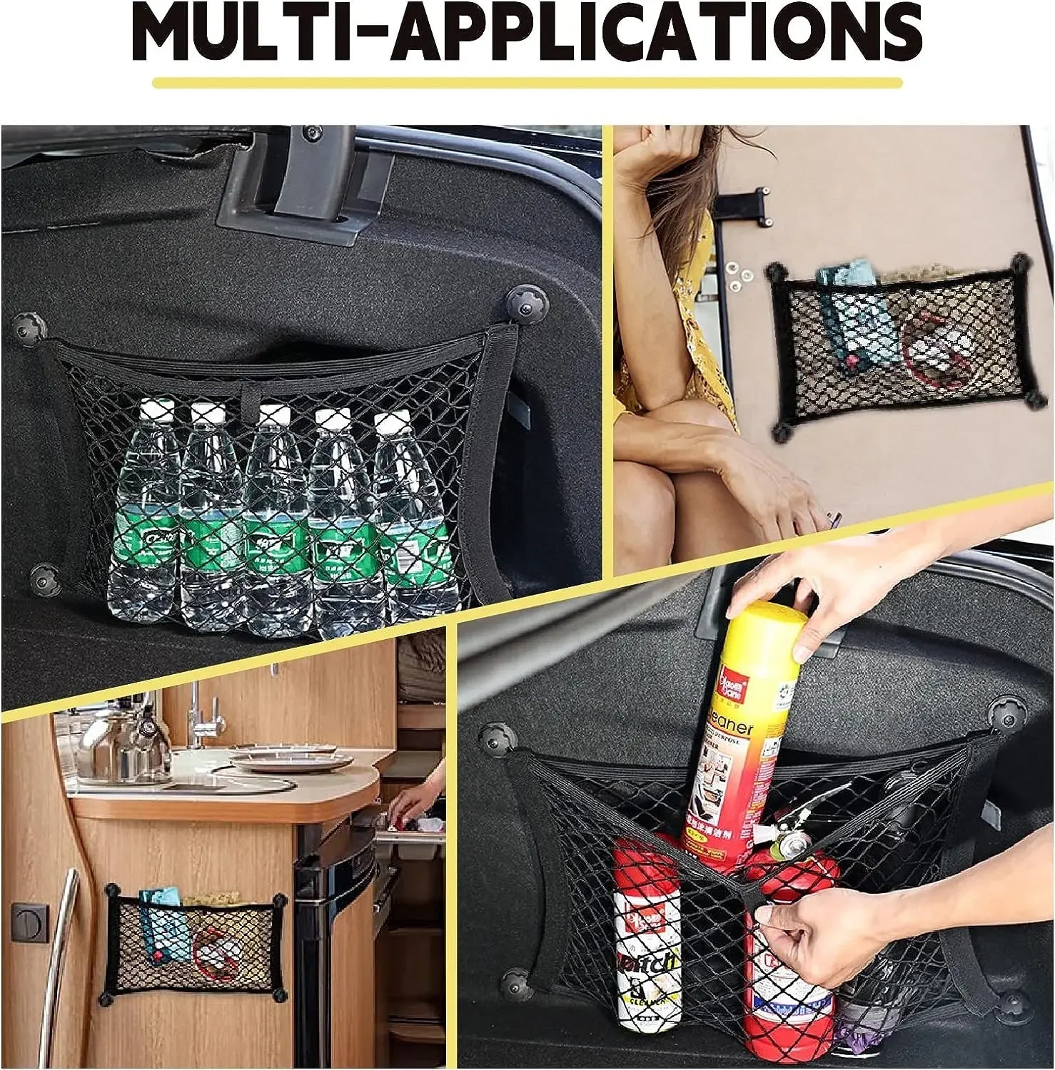 Universal Mesh Cargo Net for Car Storage Car-Net Pocket Storage Stretchable Mesh Pocket Net Wall Sticker Organizer Pouch Bag