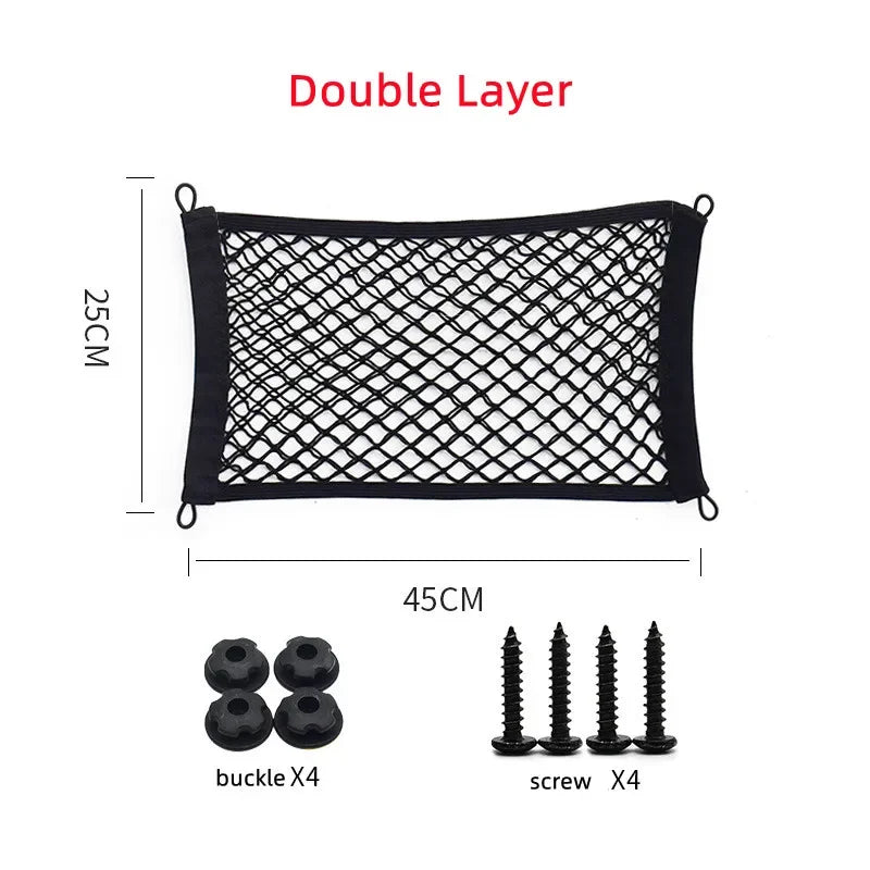 Universal Mesh Cargo Net for Car Storage Car-Net Pocket Storage Stretchable Mesh Pocket Net Wall Sticker Organizer Pouch Bag doublelayer 25x45cm