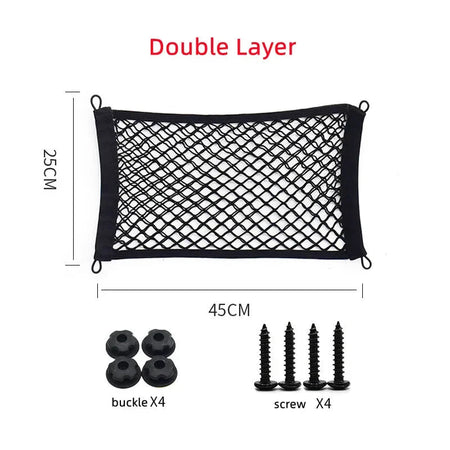 Universal Mesh Cargo Net for Car Storage Car-Net Pocket Storage Stretchable Mesh Pocket Net Wall Sticker Organizer Pouch Bag doublelayer 25x45cm