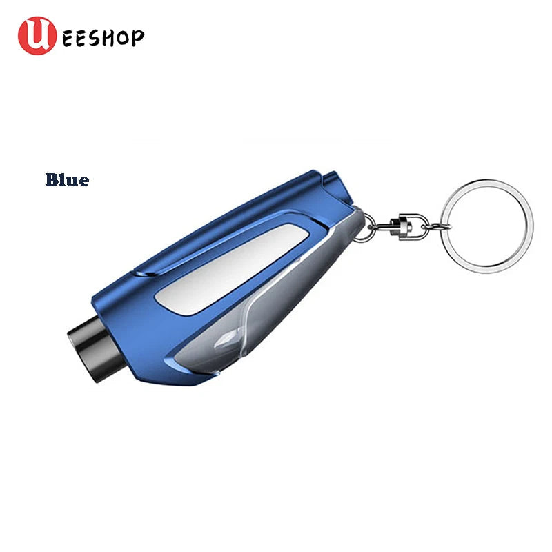 Upgrade 1pcs Portable Car Safety Hammer Spring Type Escape Hammer Window Breaker Punch Seat Belt Cutter Hammer Key Chain Marteau
