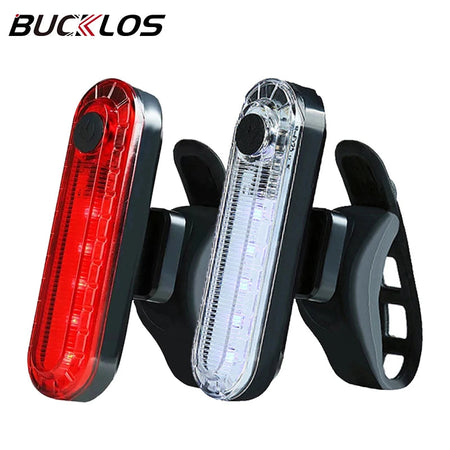 USB Rechargeable Mini Bicycle Taillight: Red &amp;amp; White Front Rear Light
