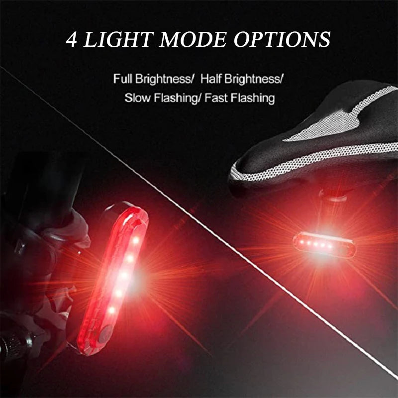USB Rechargeable Mini Bicycle Taillight: Red &amp;amp; White Front Rear Light