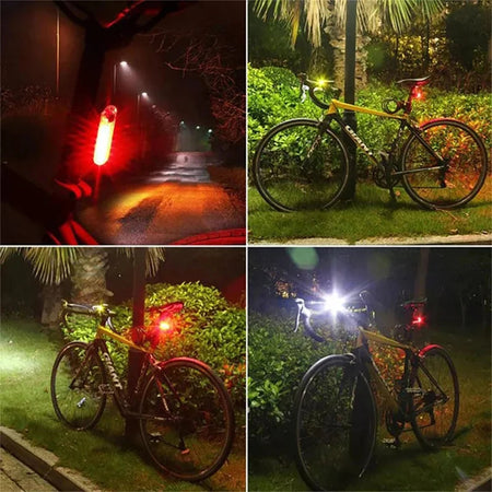 USB Rechargeable Mini Bicycle Taillight: Red &amp;amp; White Front Rear Light