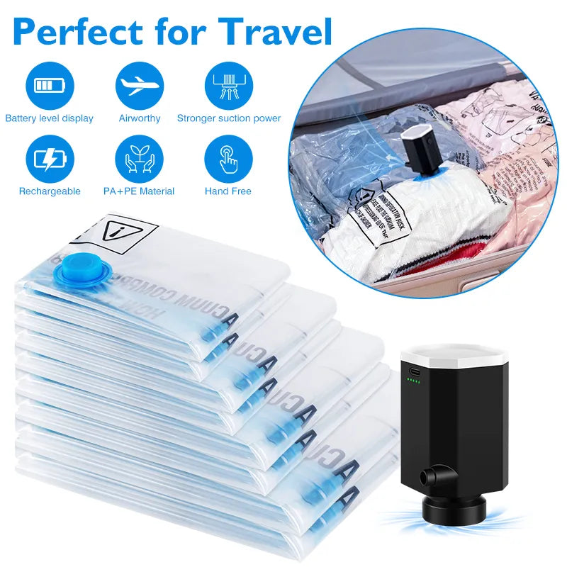 Vacuum Storage Bags 10/18Pc Space Saver Bag for Travel Clothes Comforter Blanket Compressed Organizer