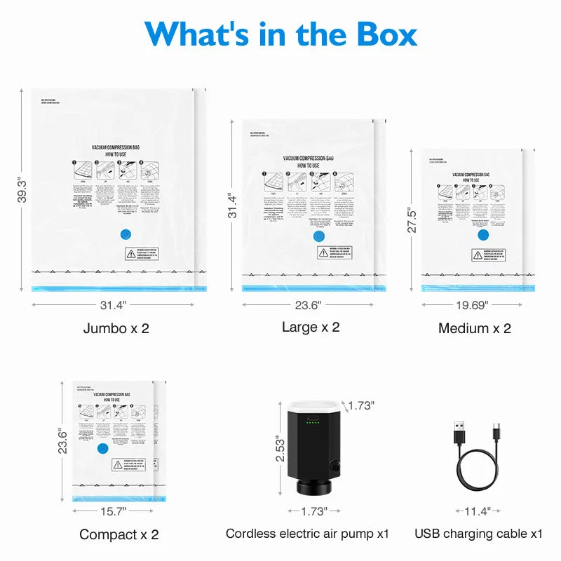 Vacuum Storage Bags 10/18Pc Space Saver Bag for Travel Clothes Comforter Blanket Compressed Organizer