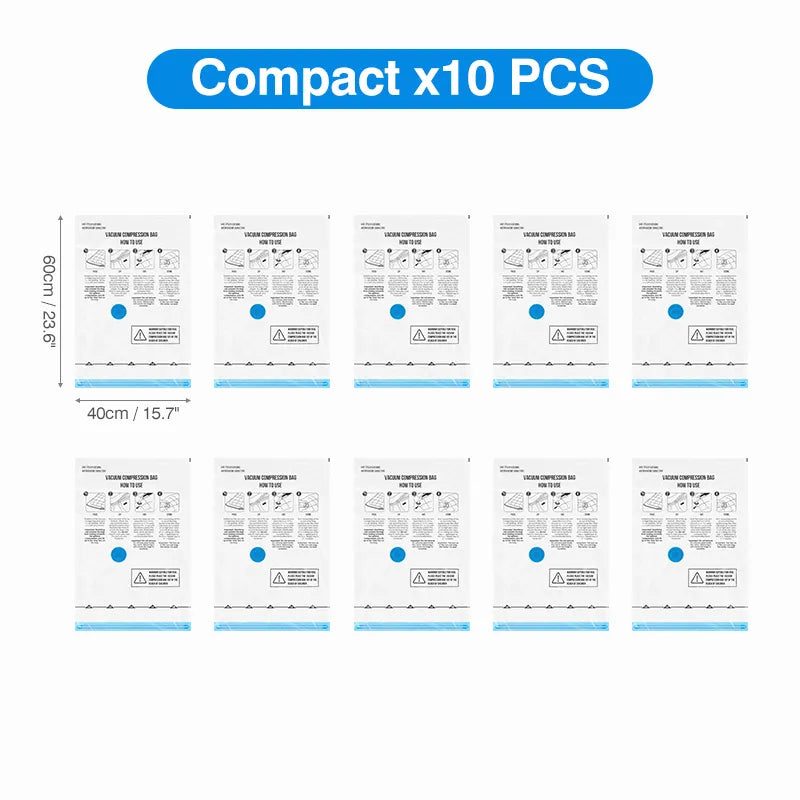 Vacuum Storage Bags 10/18Pc Space Saver Bag for Travel Clothes Comforter Blanket Compressed Organizer