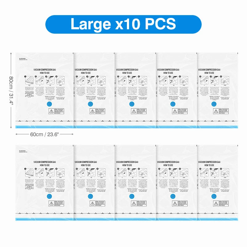 Vacuum Storage Bags 10/18Pc Space Saver Bag for Travel Clothes Comforter Blanket Compressed Organizer