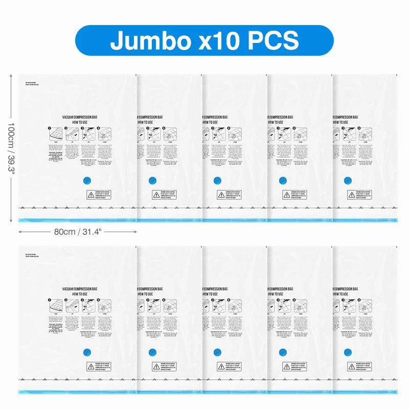 Vacuum Storage Bags 10/18Pc Space Saver Bag for Travel Clothes Comforter Blanket Compressed Organizer