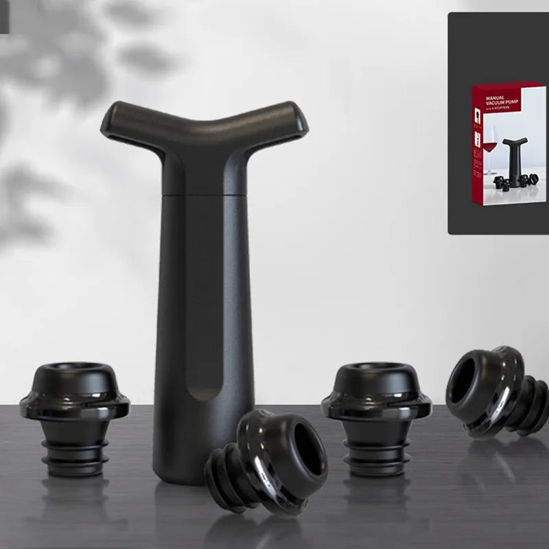 Vacuum Wine Stoppers Vacuum Pump Manual Wine Stoppers with 4 Reusable Wine Bottle Stoppers Sealer Keeps Wine Fresh up to 7 Days Size 1