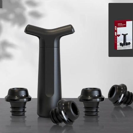 Vacuum Wine Stoppers Vacuum Pump Manual Wine Stoppers with 4 Reusable Wine Bottle Stoppers Sealer Keeps Wine Fresh up to 7 Days Size 1