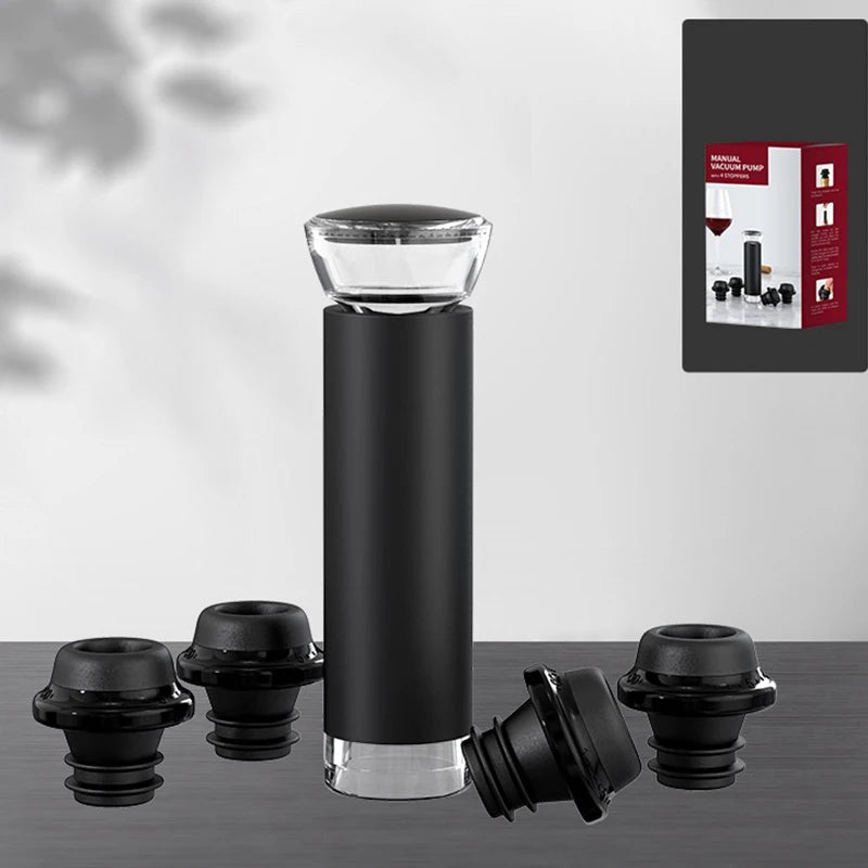 Vacuum Wine Stoppers Vacuum Pump Manual Wine Stoppers with 4 Reusable Wine Bottle Stoppers Sealer Keeps Wine Fresh up to 7 Days Size 2