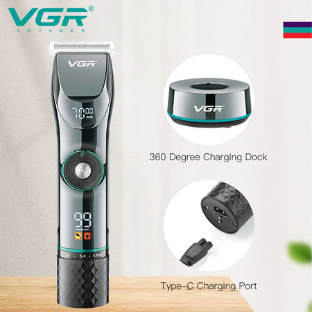 VGRO Professional 15-Speed Electric Hair Trimmer with LCD Display