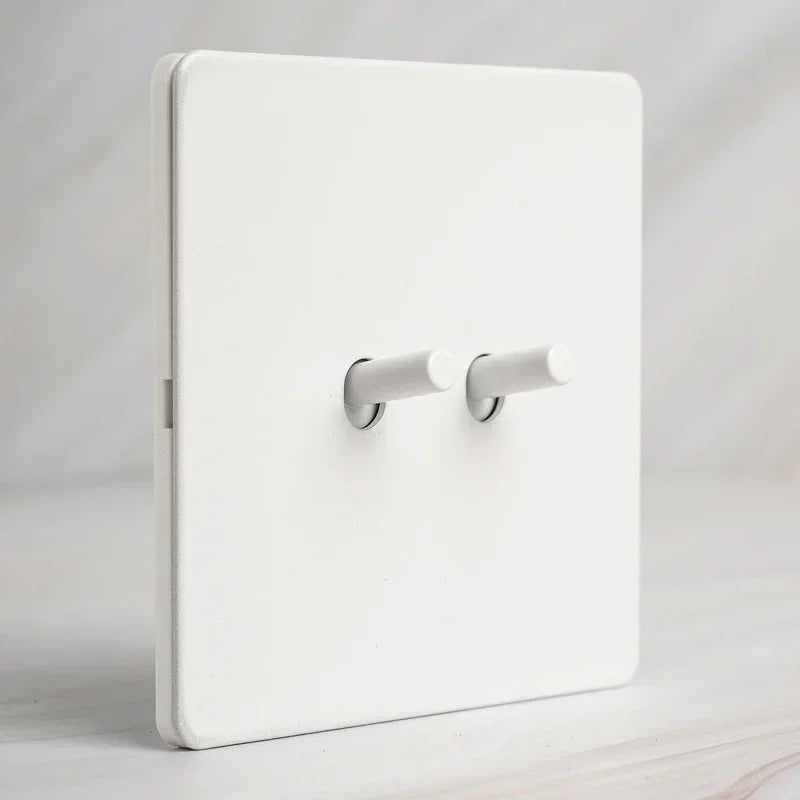 Vintage Brass Lever Wall Light Toggle Switch White Matte Stainless Steel Panel 1-4 Gang 2 Way Switch EU Socket for Home 2-Gang 2 Way Switch