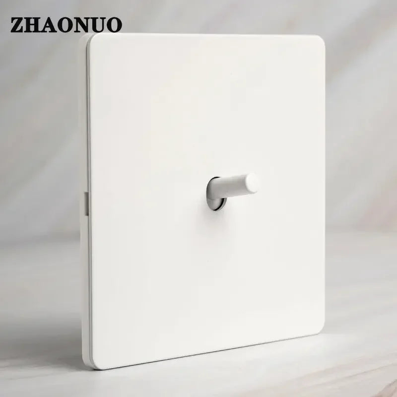 Vintage Brass Lever Wall Light Toggle Switch White Matte Stainless Steel Panel 1-4 Gang 2 Way Switch EU Socket for Home