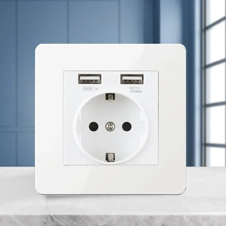 Vintage Brass Lever Wall Light Toggle Switch White Matte Stainless Steel Panel 1-4 Gang 2 Way Switch EU Socket for Home USB EU Socket