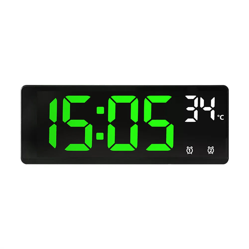 Voice Control Digital Alarm Clock Temperature Dual Alarm Snooze Desktop Table Clock Night Mode 12/24H LED Clock Watch ABG
