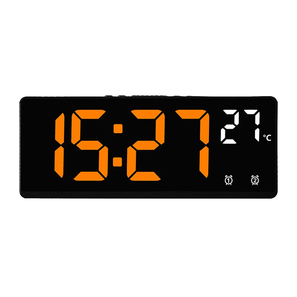 Voice Control Digital Alarm Clock Temperature Dual Alarm Snooze Desktop Table Clock Night Mode 12/24H LED Clock Watch ABO