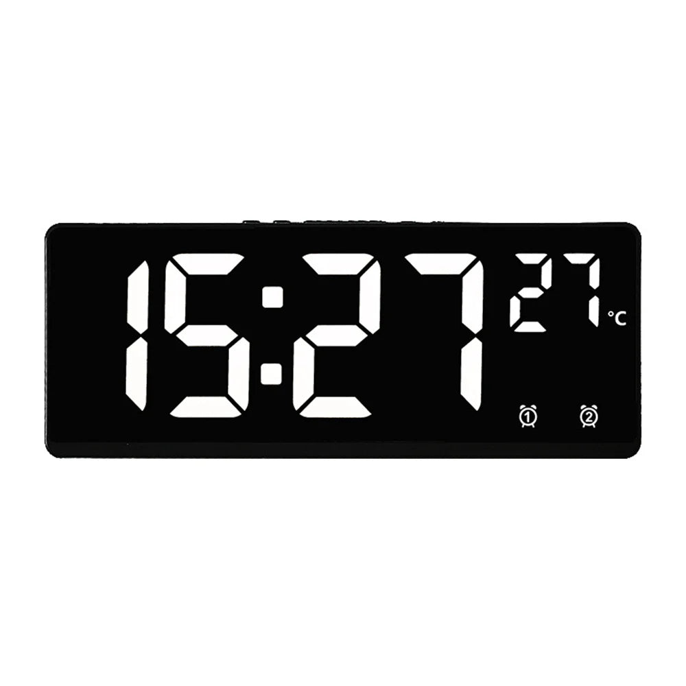 Voice Control Digital Alarm Clock Temperature Dual Alarm Snooze Desktop Table Clock Night Mode 12/24H LED Clock Watch ABW