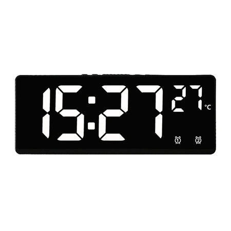 Voice Control Digital Alarm Clock Temperature Dual Alarm Snooze Desktop Table Clock Night Mode 12/24H LED Clock Watch ABW