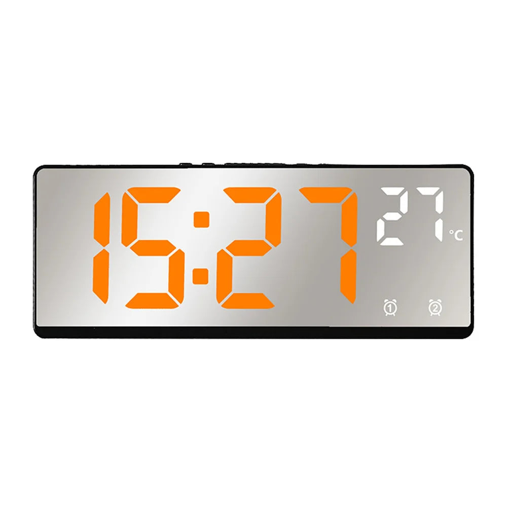 Voice Control Digital Alarm Clock Temperature Dual Alarm Snooze Desktop Table Clock Night Mode 12/24H LED Clock Watch BO