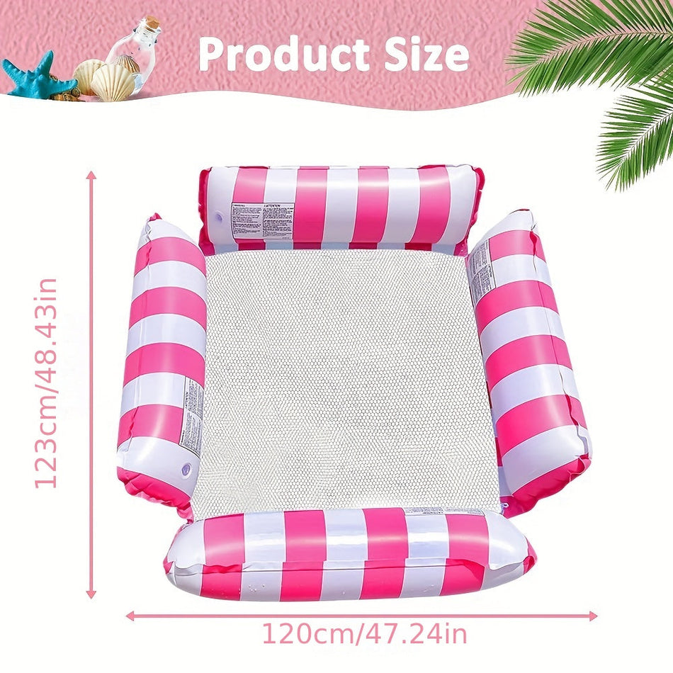 Water Hammock Recliner Inflatable Floating Swimming Mattress - Festive Pool Toy Lounge Bed for Summer Relaxation