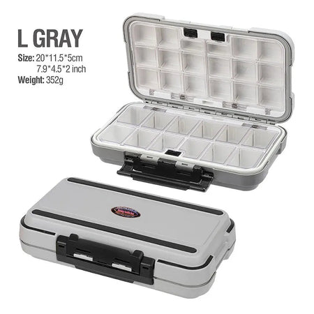 Waterproof Fishing Tackle Box Fishing Accessories Tool Storage Box Fish Hook Lure Fake Bait Boxes For Carp Fishing Goods L-gray