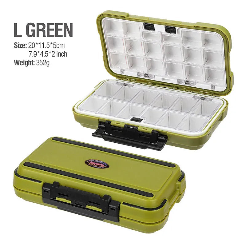 Waterproof Fishing Tackle Box Fishing Accessories Tool Storage Box Fish Hook Lure Fake Bait Boxes For Carp Fishing Goods L-green