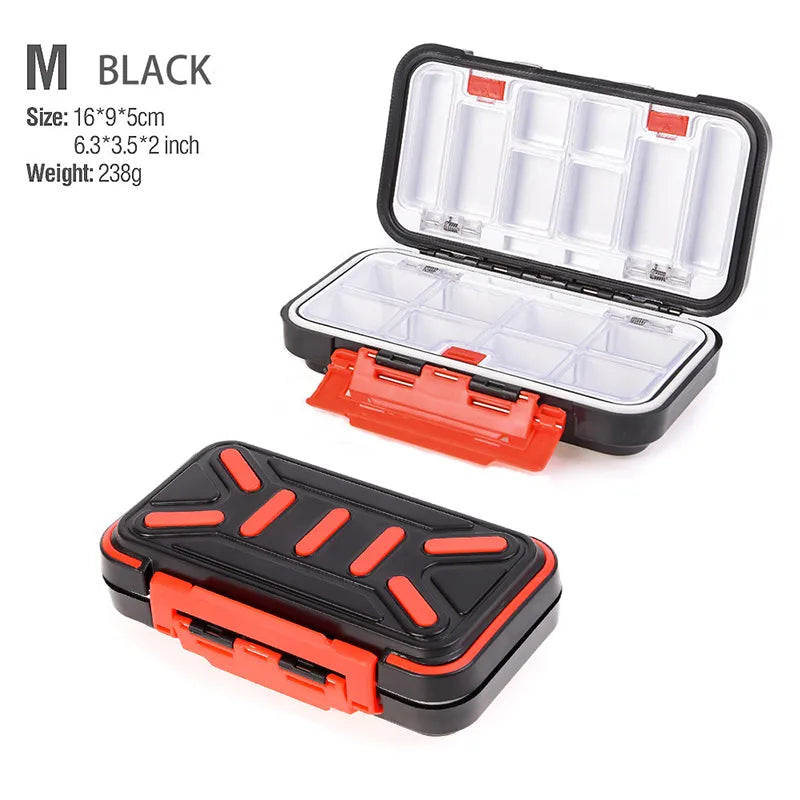 Waterproof Fishing Tackle Box Fishing Accessories Tool Storage Box Fish Hook Lure Fake Bait Boxes For Carp Fishing Goods M-black-B