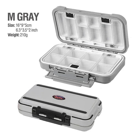Waterproof Fishing Tackle Box Fishing Accessories Tool Storage Box Fish Hook Lure Fake Bait Boxes For Carp Fishing Goods M-gray