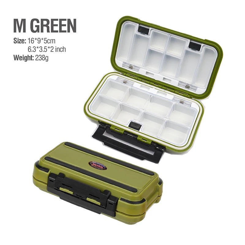 Waterproof Fishing Tackle Box Fishing Accessories Tool Storage Box Fish Hook Lure Fake Bait Boxes For Carp Fishing Goods M-green