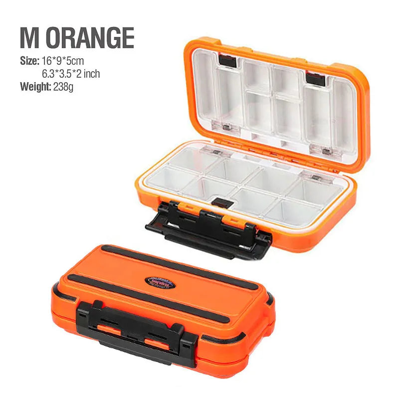 Waterproof Fishing Tackle Box Fishing Accessories Tool Storage Box Fish Hook Lure Fake Bait Boxes For Carp Fishing Goods M-Orange